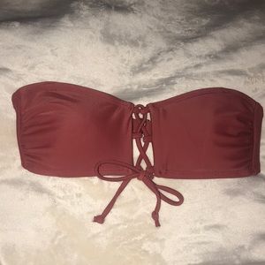 Xhilaration Red Lace up Bikini Top
